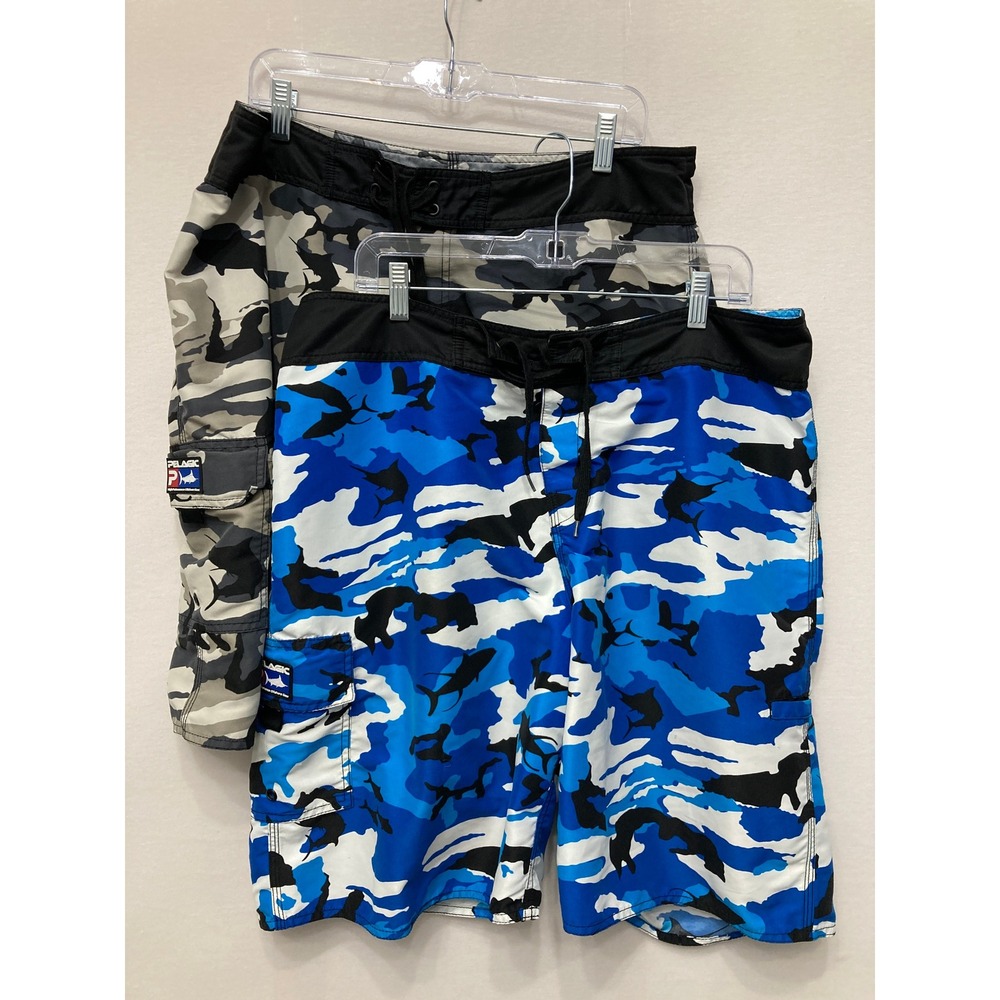 Set of Two Pelagic Camo Board Shorts size 36 Fishing Swim Outdoor Active